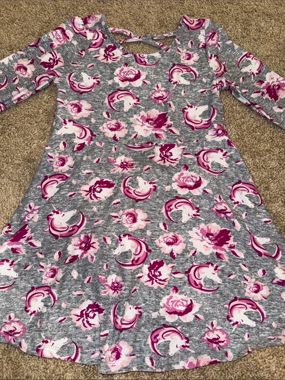 Epic Threads Gray and Pink Floral Knit Dress